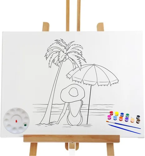 Essenburg Kit de pintura de lienzo predibujado | Fiesta de pintura para adolescentes, niños y adultos | Actividad nocturna de pareja de bricolaje |