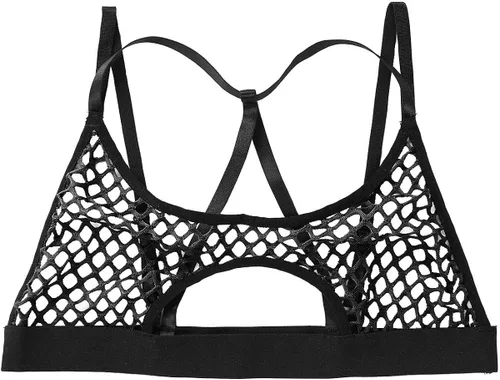 Miniatura 3 de Haitryli - Malla de malla para mujer, con cuello halter y correas de espagueti, cruzadas, ropa de baile