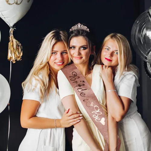 Miniatura 2 de Kit de corona de novia y corona de novia, decoraciones de CIEHER para despedida de soltera, oro rosa, corona de princesa para mujeres y niñas