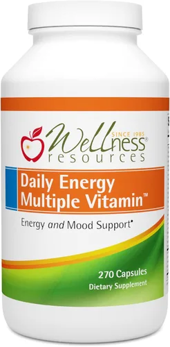 Wellness Resources Daily Energy Vitamina múltiple – 270 cápsulas – Multivitamínico diario metilado MTHFR sin hierro – Vitamina B12, folato y