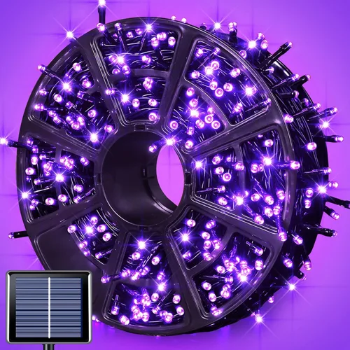 Miniatura 31 de JMEXSUSS 600 luces LED solares azules de Navidad, 206.7 pies, luces azules de Navidad al aire libre, impermeables, 8 modos de luz solar al aire