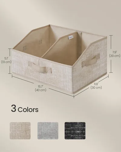 Miniatura 5 de SONGMICS Juego de 6 cestas de almacenamiento, contenedores de almacenamiento plegables con divisores extraíbles, cajas de tela, 15.7 x 11.8 x 7.9