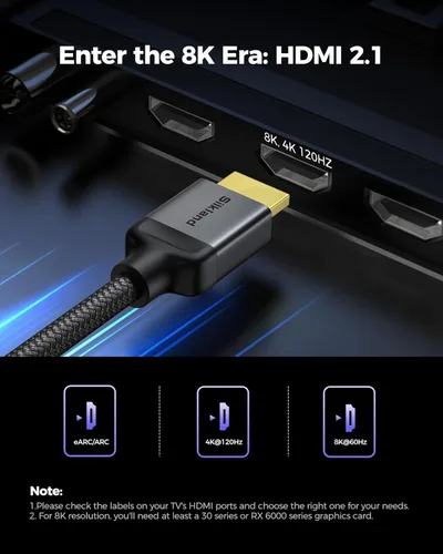 Miniatura 2 de Silkland Cable HDMI 2.1 corto de 1 pie de 10K 8K (trenzado de nylon), cable HDMI de ultra alta velocidad [8K @60Hz, 4K @240Hz 144HZ 120Hz] 48Gbps