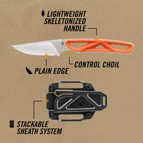 Miniatura 2 de Gerber EXO MOD Knife/Saw - Juego de mochilero para caza, color naranja cazador