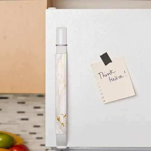 Miniatura 6 de Paquete de 2 fundas para manijas de refrigerador con estampado de mármol blanco dorado para electrodomésticos de cocina, juego de 2 fundas lavables
