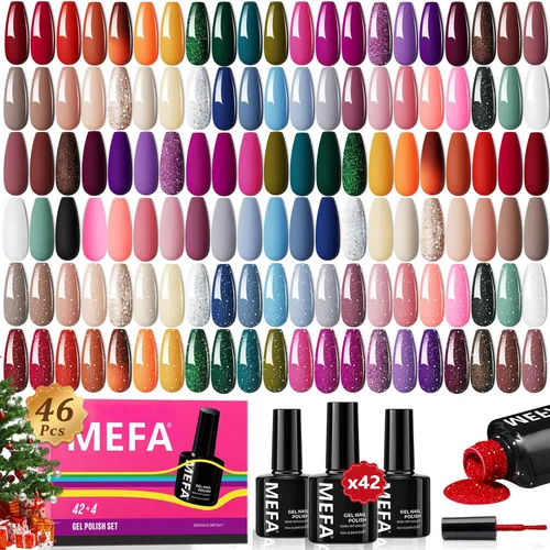 Miniatura 16 de MEFA Juego de 2 piezas de 15 ml de esmalte de uñas de gel, capa superior y base, esmalte de uñas de gel sin necesidad de limpieza, efecto de brillo