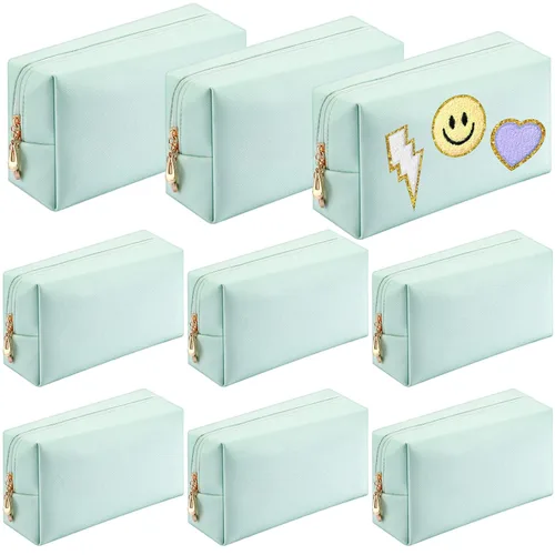 Miniatura 25 de Sanwuta 9 bolsas de maquillaje a granel de poliuretano con doble cremallera, bolsa de cosméticos, artículos de tocador de maquillaje, bolsa pequeña