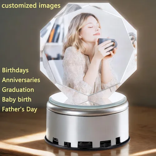Miniatura 6 de Marco de Fotos de Color Personalizado como Regalo, Marcos de Fotos Personalizados, Regalos Personalizados de Fotos de Cristal 3D de Parejas con Luz