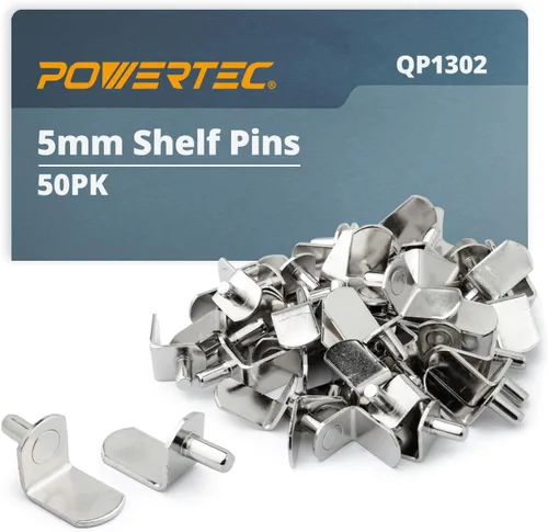 POWERTEC QP1302 - 50 clavijas de estante en forma de L, 50 unidades, clavijas de soporte para estantes, estante de gabinete de cocina, estantería,