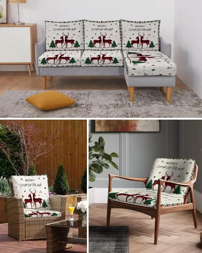 Miniatura 6 de Fundas de cojín para sofá de Navidad con diseño de muñeco de nieve azul, funda elástica para sofá con parte inferior elástica, fundas de sofá