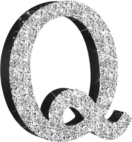 Miniatura 58 de Qunclay Letras brillantes de cristal plateado de 5.7 pulgadas, decoración de diamantes triturados, letra de madera con purpurina con tornillo
