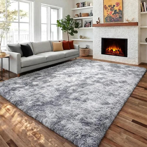Miniatura 39 de PAGISOFE Alfombras esponjosas de dormitorio de 4 x 6 pies, color negro, alfombra moderna para sala de estar, alfombra lanuda para interiores