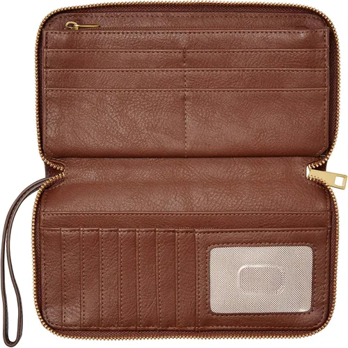 Miniatura 4 de Fossil Cartera Liza de piel con cremallera alrededor de la cartera con correa retráctil para la muñeca para mujer