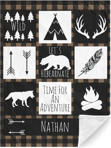 Miniatura 20 de Manta de bebé personalizable para niños, bosque, manta de bebé personalizada con nombre Swadding, mantas para bebés recién nacidos, regalos Oso rojo