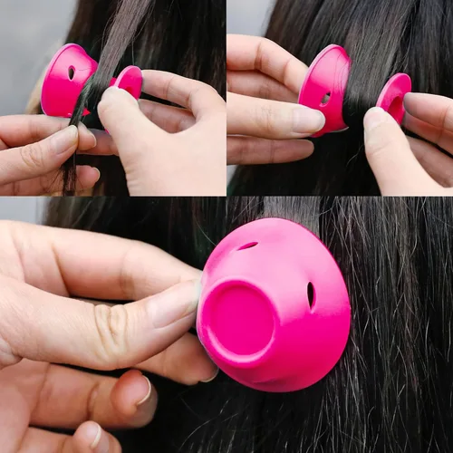 Miniatura 4 de JANYUN 40 rodillos de pelo mágicos rosados incluyen 20 rizadores de silicona grandes y 20 rizadores de silicona pequeños Rosa oscuro
