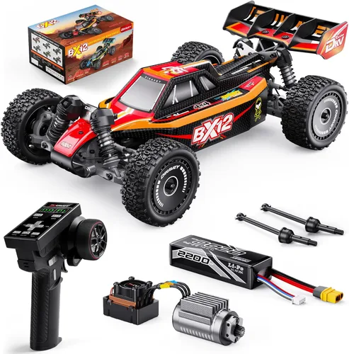 1/12 Coches RC Sin Escobillas para Adultos, Coche de Control Remoto para Carreras de Alta Velocidad Max 50 MPH 4X4 RC Buggy con Batería 3S 2200 mAh,