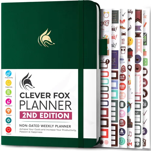 Miniatura 11 de Clever Fox - Agenda 2ª Edición – Planificador de Metas Semanales y Mensuales Colorido, Organizador de Gestión del Tiempo y Productividad, Sin Fecha