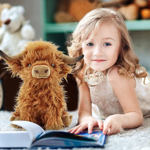 Miniatura 4 de Gluutoyashop Highland Cows - Animal de peluche de vacas escocesas de las tierras altas, juguete de peluche, lindo peluche de granja, regalo