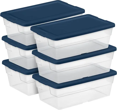 Miniatura 9 de Sterilite - Contenedores de almacenamiento apilables de 6 cuartos de galón para el hogar con asas y tapa para almacenamiento y organización