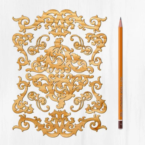 Miniatura 12 de Ajoure Lasercut Embelishments # Art Nouveau - Marcos de borde con patrón floral, chapa vintage, madera aglomerada, silueta de madera contrachapada