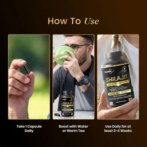 Miniatura 7 de Shilajit Cápsulas para hombres y mujeres, 16,000 mg puro del Himalaya orgánico Shilajit apoya la vitalidad y el bienestar, suplemento puro premium