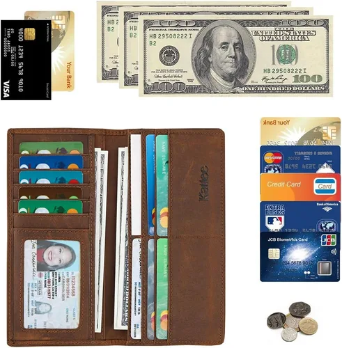Miniatura 8 de Kattee cartera plegadiza clásica de cuero para hombre