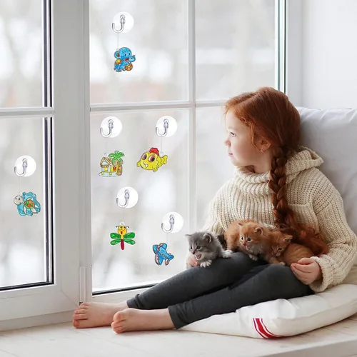 Miniatura 6 de Sratte 48 piezas de atrapasoles para ventana de arte, bricolaje, atrapasoles, manualidades para niños, animales, pintura artística de ventana