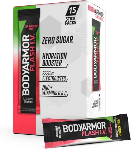 Miniatura 11 de BODYARMOR Paquetes de electrolitos Flash IV con cafeína, paquete variado de frambuesa azul y bayas de dragón, mezcla de bebida energética sin