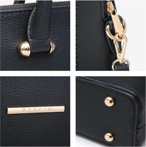 Miniatura 3 de Dasein Bolso de mano grande con diseño tejido para mujer, bolso de trabajo de cuero vegano, L
