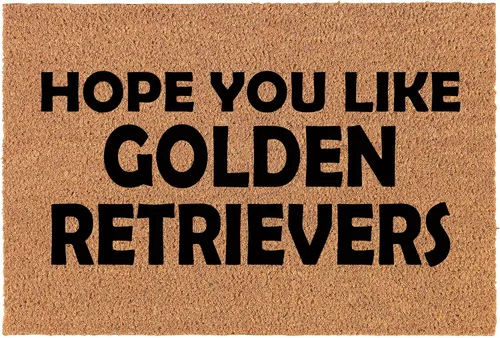 Felpudo de fibra de coco para puerta delantera, nuevo cierre del hogar, regalo de inauguración de la casa, Hope You Like Golden Retrievers (24 x 16