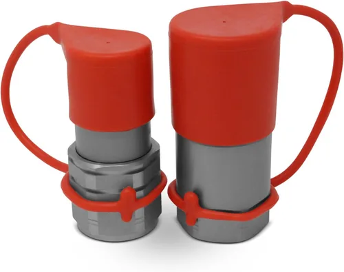 Miniatura 6 de Summit Hydraulics 1/2" Acopladores Hidráulicos de Conexión Rápida de Cara Plana para Dirección de Patín Bobcat Set con Tapas Antipolvo