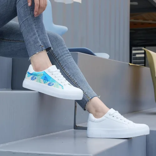 Miniatura 7 de JABASIC Zapatos deportivos de plataforma con cordones y estampado floral para mujer