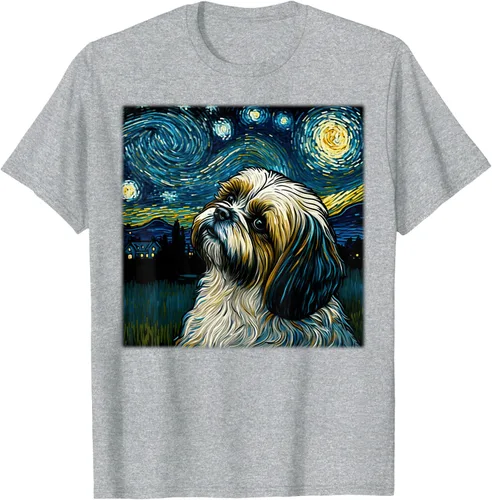 Miniatura 34 de Camiseta Surrealism Starry Night Shih Tzu Dog