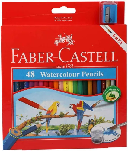 Miniatura 2 de Faber Castell - Lápices de acuarela con sacapuntas y pincel, juego de 48 lápices de acuarela