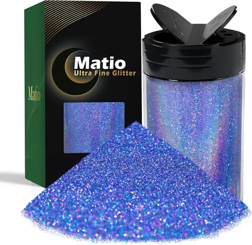 Miniatura 13 de Matio Polvo iridiscente de purpurina ultra fina, 7.76 onzas/7.76 oz verde esmeralda para manualidades, copos de lentejuelas metálicas de 1/128