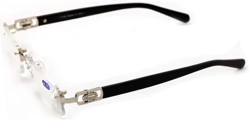 Miniatura 3 de Lector de gafas de lectura de moda de diseñador rectangular sin montura para hombre plateado