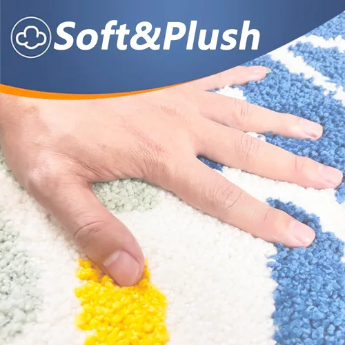 Miniatura 4 de Tapete de baño de 16 x 24 pulgadas, tapete de baño de microfibra antideslizante, lavable, grueso, suave, absorbente, con hojas para baño, fregadero