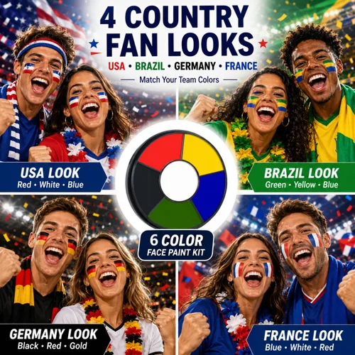 Miniatura 2 de Go Ho Pintura facial de payaso de maquillaje, color blanco, negro, rojo, rueda de colores 3 en 1 para maquillaje de payaso, efectos especiales