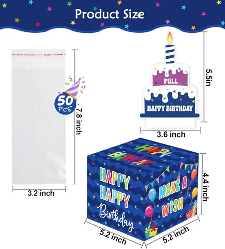 Miniatura 4 de Caja de dinero de cumpleaños para regalo en efectivo, cajas de regalo sorpresa para dinero, caja de dinero con tarjeta de feliz cumpleaños extraíble