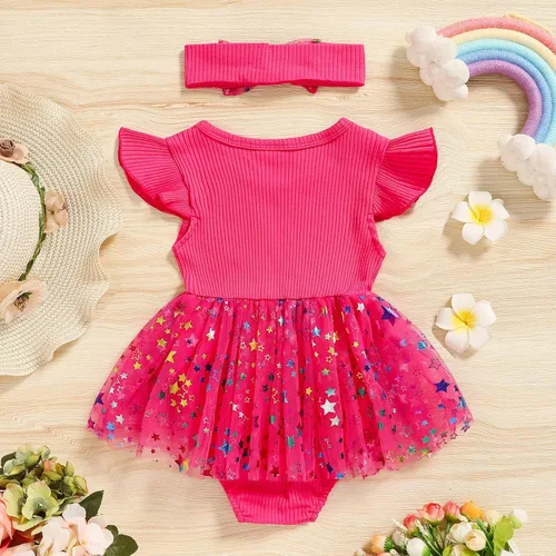 Miniatura 65 de GRNSHTS Traje de bebé niña 1er cumpleaños traje acanalado tul mameluco princesa pastel Smash sesión de fotos ropa + diadema