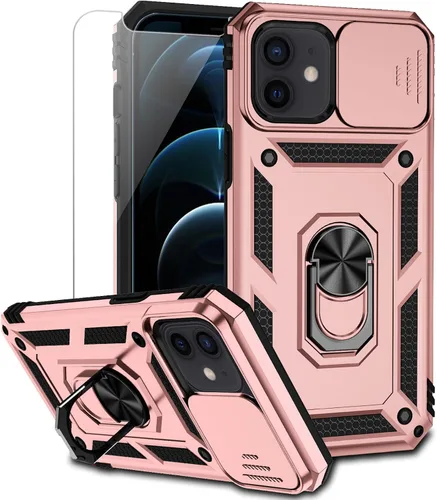 Miniatura 15 de Funda para iPhone 12 Mini con cubierta para lente de cámara, protector de pantalla HD, doble capa de protección contra caídas de grado militar