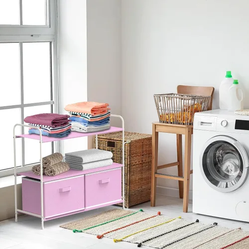 Miniatura 7 de Simple Houseware - Armario de almacenamiento de 3 niveles con 2 cajones, rosa