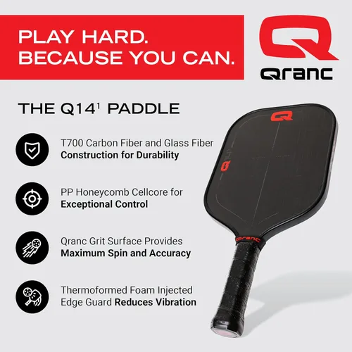 Miniatura 2 de Qranc T700 Pickleball Paddle, Carbon Fiber and Glass Fiber, with PP Honeycomb Core, USA Pickleball (USAPA) Approved