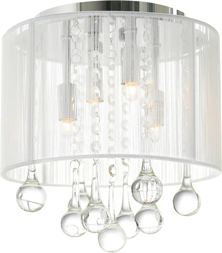 CWI Lighting Water Drop - Marco cromado de montaje empotrado de 10 pulgadas y pantalla blanca con gotas de cristal