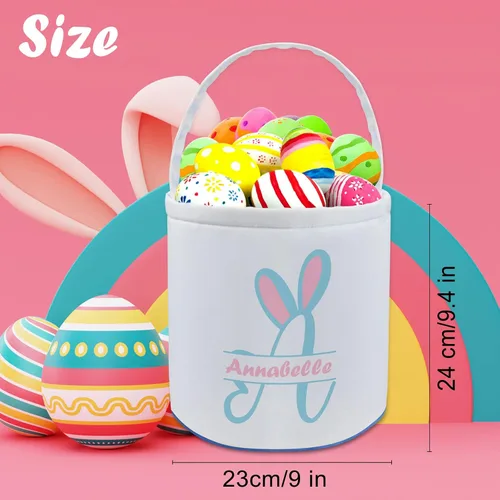 Miniatura 4 de kioskbanks Cesta de Pascua personalizada con nombre para niños, lona personalizada, cubo de Pascua, regalo para niños y niñas Estilo2-azul