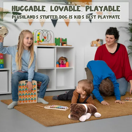 Miniatura 5 de Plushland Juguetes de peluche realistas para cachorros, figuras de felpa navideñas para niños, bebés para jugar (Bulldog 10 pulgadas)