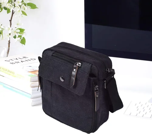 Miniatura 5 de Canvas Small Messenger for Men Women, Mini Crossbody Shoulder Chest Travel Bag, Multi-pocket Purse