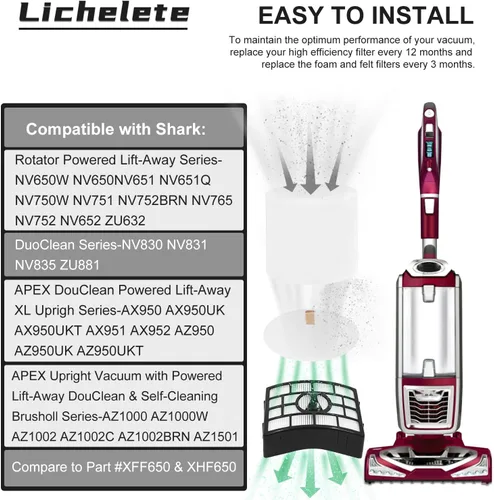 Miniatura 5 de NV752 AZ1002 - Filtros de vacío de repuesto para Shark Rotator Powered Lift-Away AZ1002 NV650 NV650W NV651 NV652 NV750 NV750W NV751 NV752 AX950