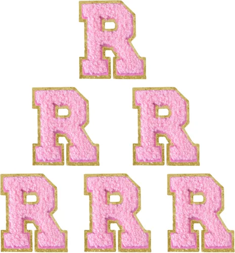 Miniatura 156 de 6 piezas de parches de letras de chenilla autoadhesivas, parches de letras preppy de 2 pulgadas para bolsos, ropa y sombreros, grandes pegatinas