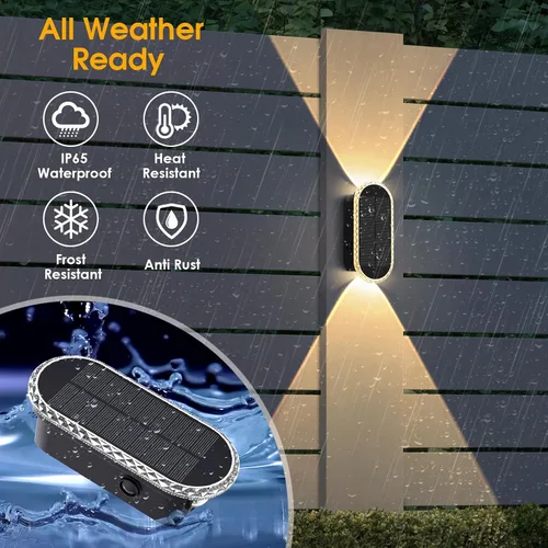 Miniatura 4 de LIANGLOME Paquete de 8 luces solares para valla al aire libre, luz solar para exteriores, luz blanca cálida y luces RGB para patio trasero, patio
